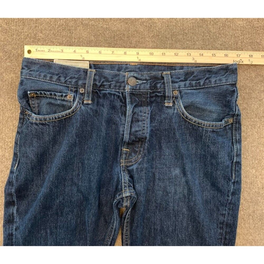 Hollister Jeans Mens 32x30 Slim Straight Mid Rise Button Fly Y2K Dark Denim - Picture 5 of 11